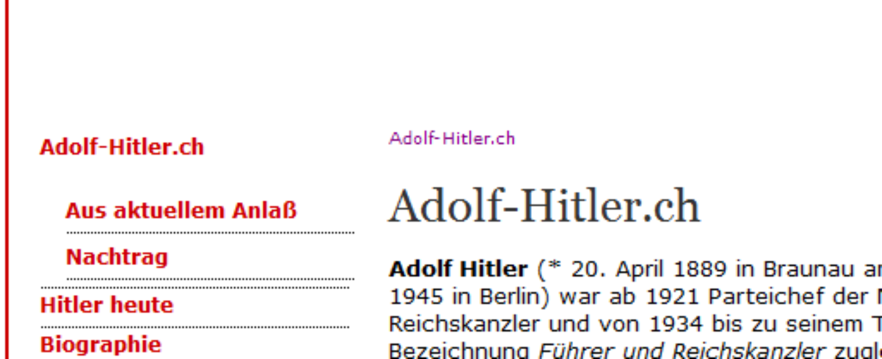 In eigener Sache: Adolf-Hitler.ch in Linksaußen-Medien – Zeitung muß Richtigstellung veröffentlichen und zahlen