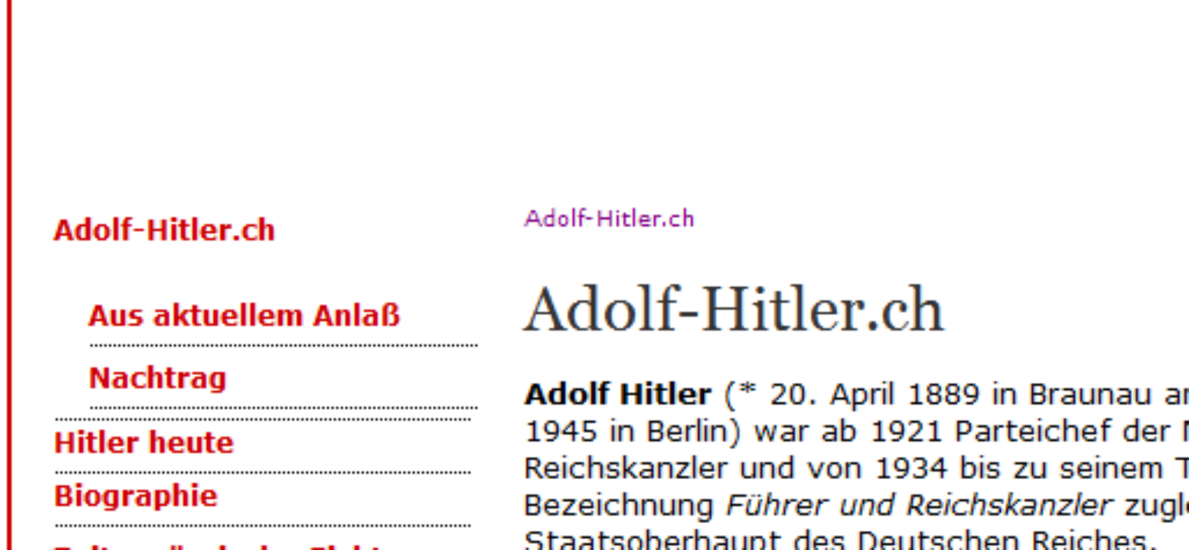 In eigener Sache: Adolf-Hitler.ch in Linksaußen-Medien – Zeitung muß Richtigstellung veröffentlichen und zahlen