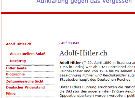 In eigener Sache: Adolf-Hitler.ch in Linksaußen-Medien – Zeitung muß Richtigstellung veröffentlichen und zahlen