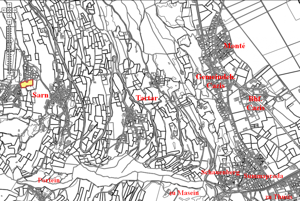 Kartenausriß Cazis: Geo Graubünden / Bearbeitung: Domleschg24.ch