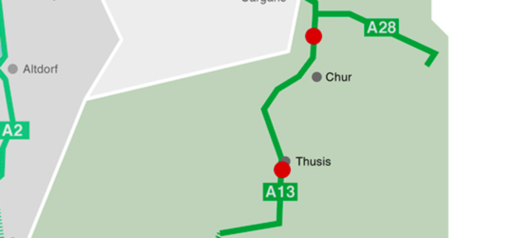 A13: Ab Thusis nur noch 80 Kmh erlaubt