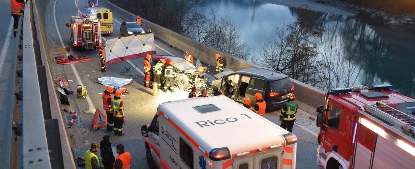 Unfall auf A13 Richtung Domleschg, Autobahn stundenlang gesperrt: