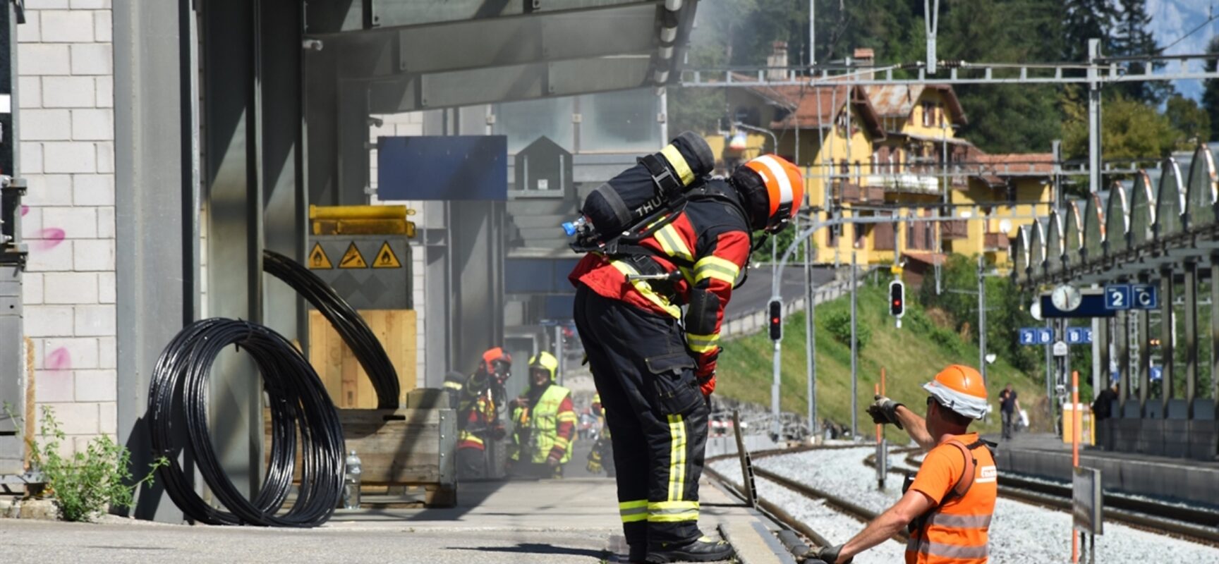 Brand beim Bahnhof Thusis