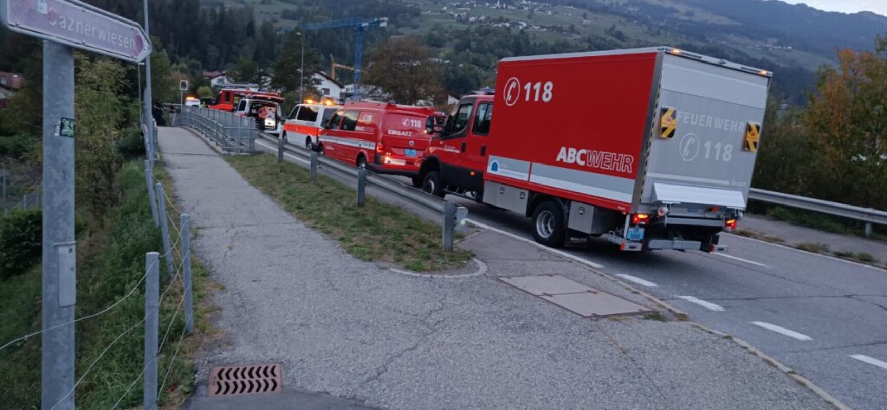 Unfall an der Fürstenauerstraße in Thusis bei der Abzweigung zu den Caznerwiesen