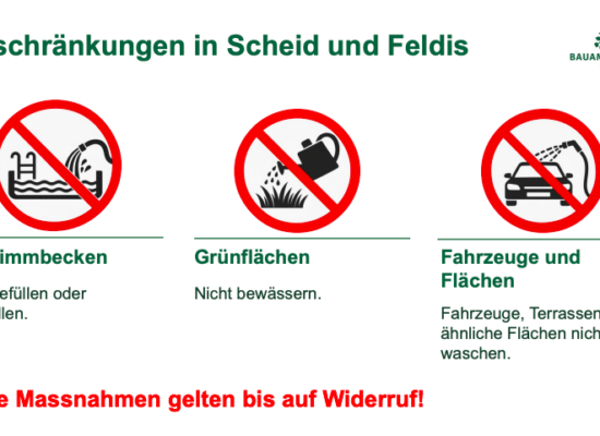 Wasserknappheit in Scheid und Feldis